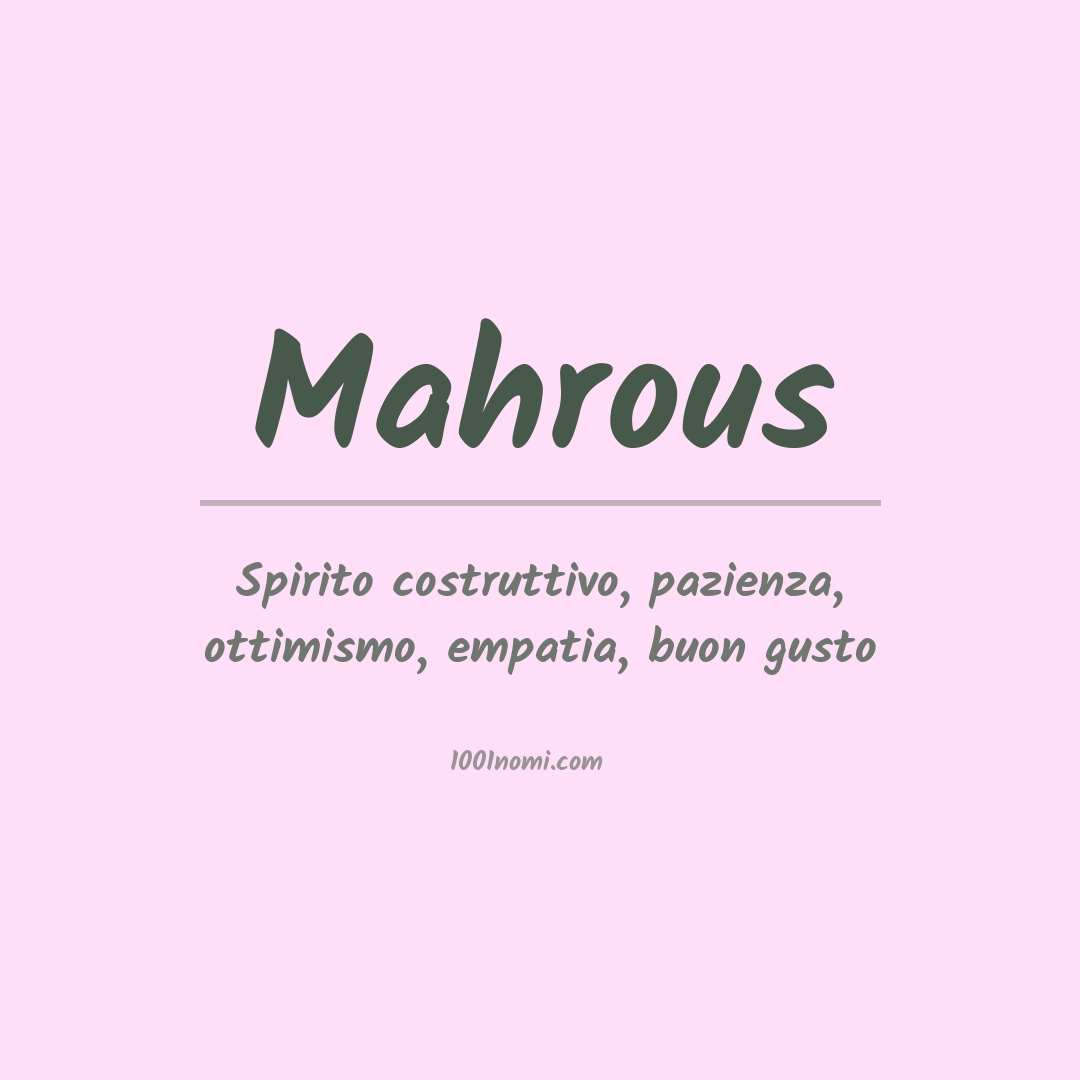 Significato del nome Mahrous Significato del nome Mahrous