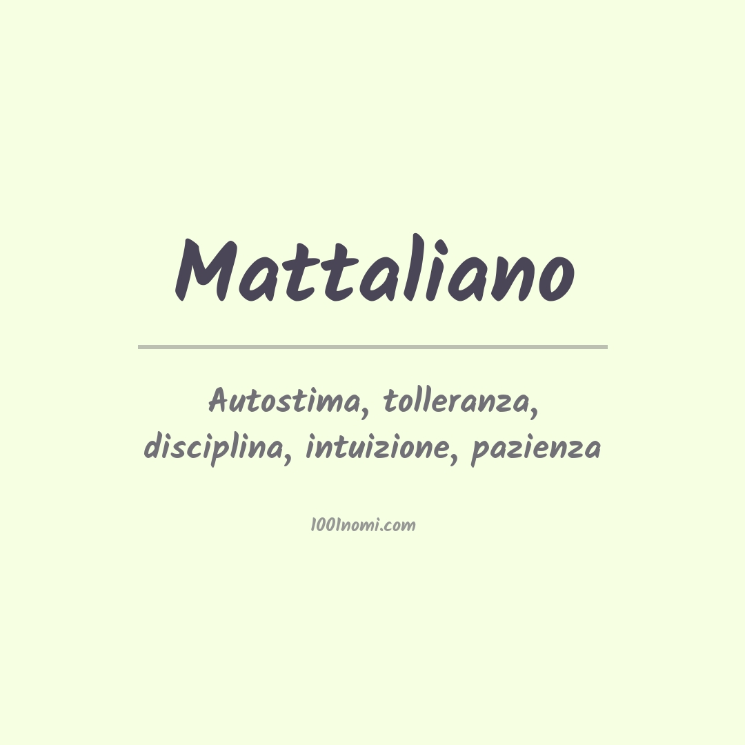 Significato del nome Mattaliano