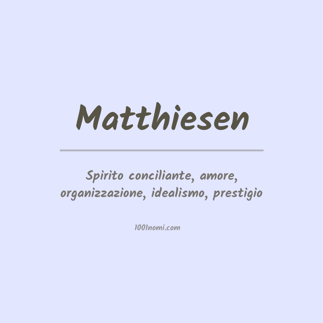 Significato del nome Matthiesen