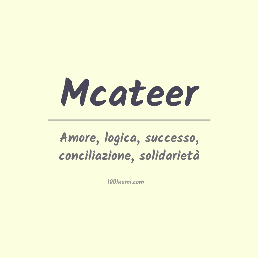 Significato del nome Mcateer