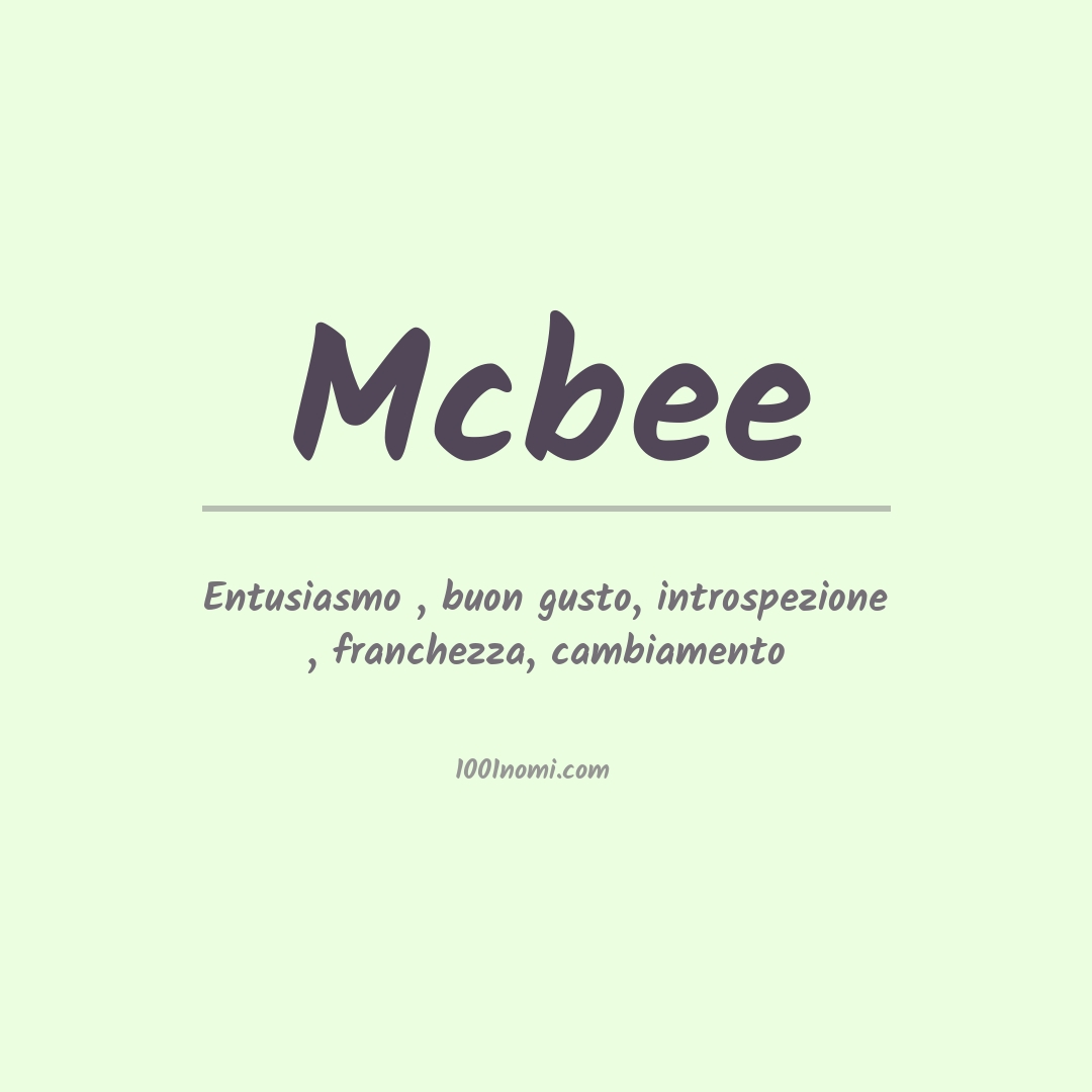 Significato del nome Mcbee