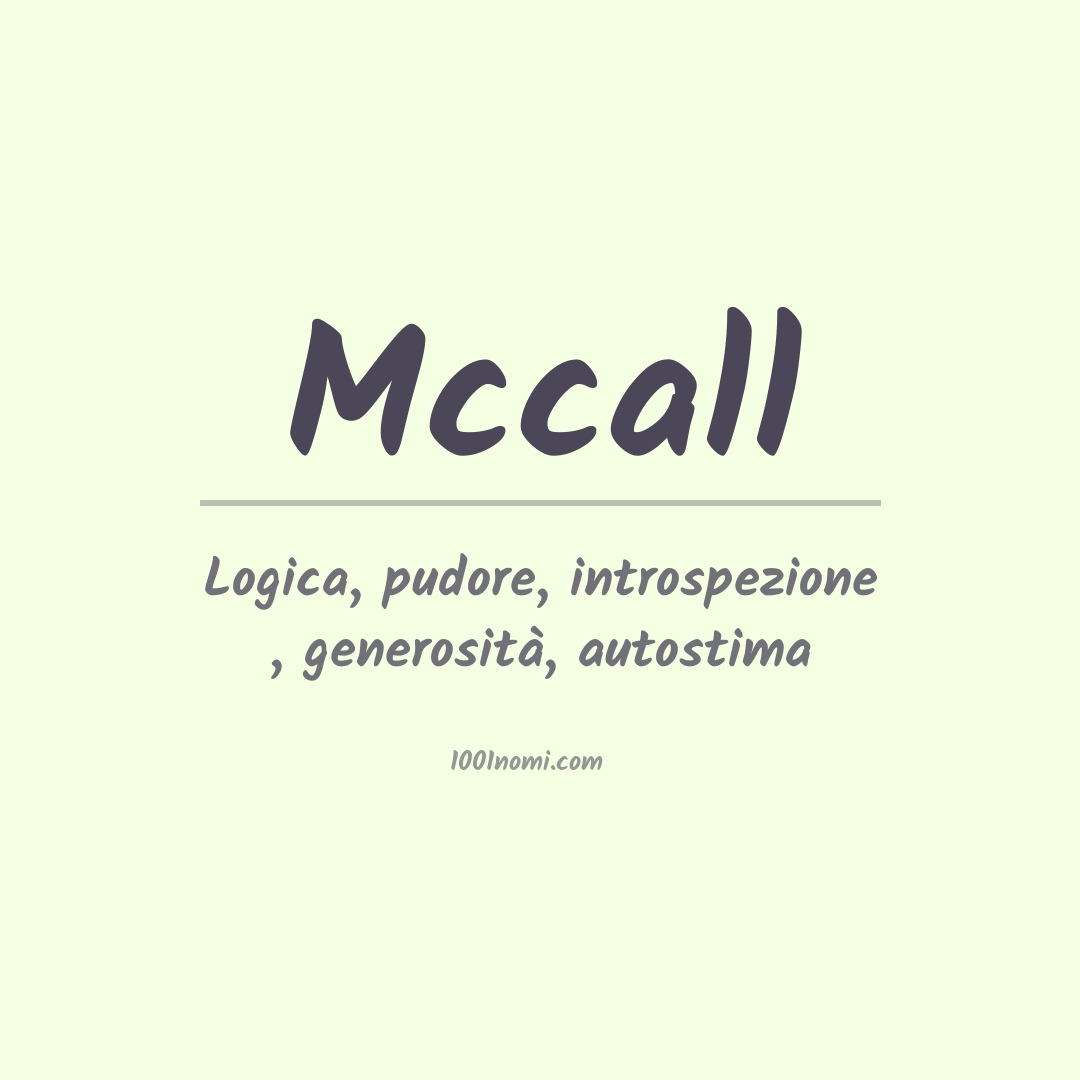 Significato del nome Mccall