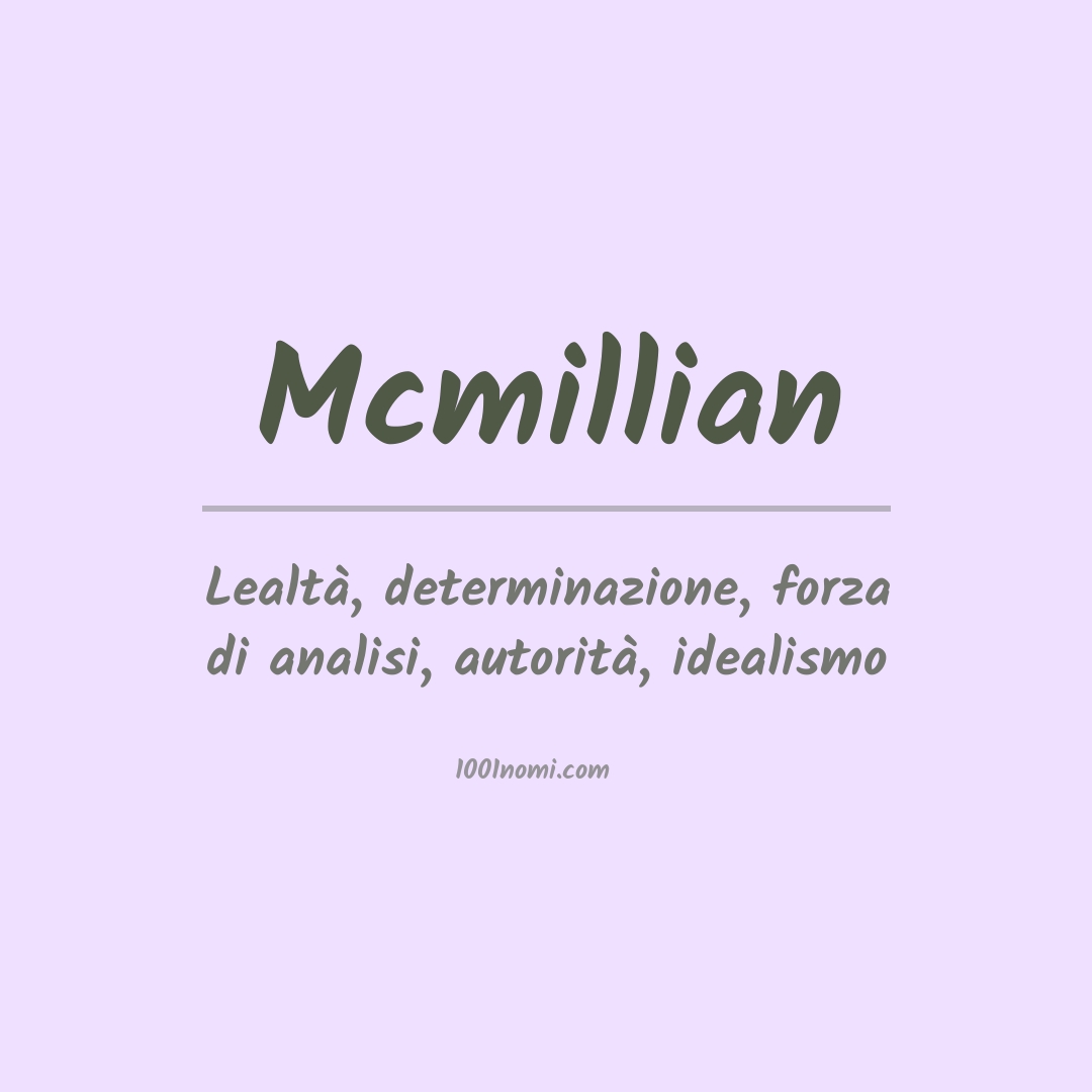 Significato del nome Mcmillian