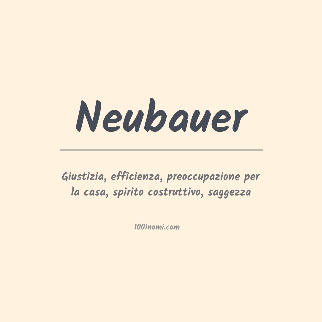 Significato del nome Neubauer