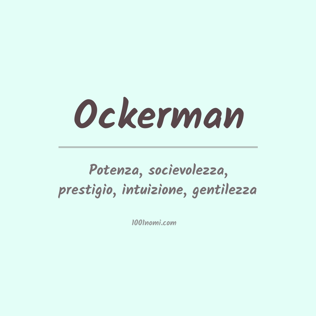 Significato del nome Ockerman