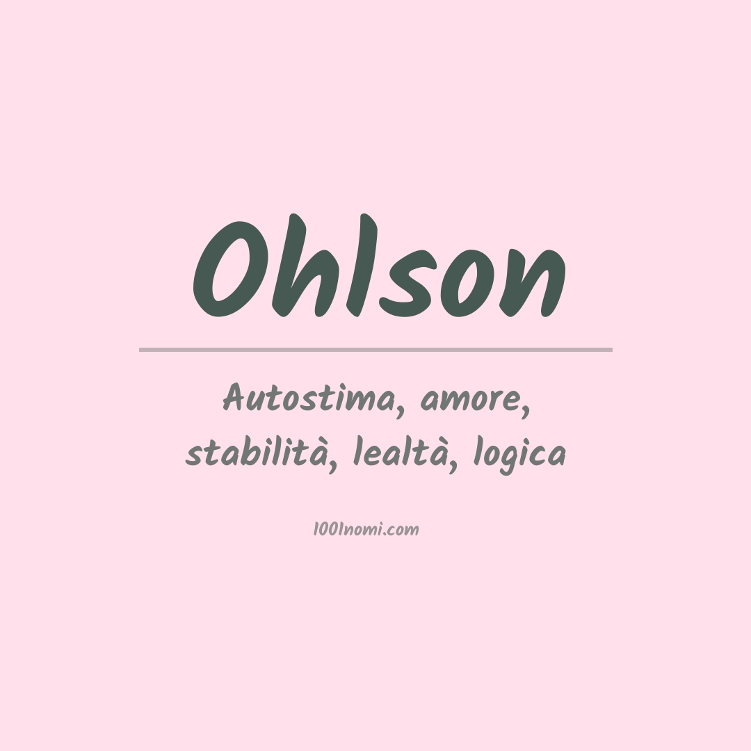 Significato del nome Ohlson