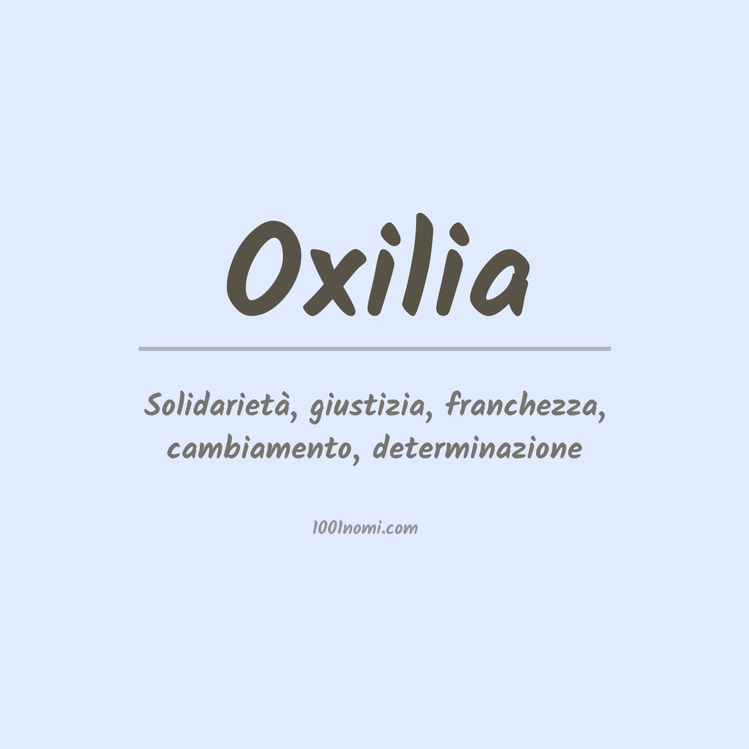 Significato del nome Oxilia Significato del nome Oxilia