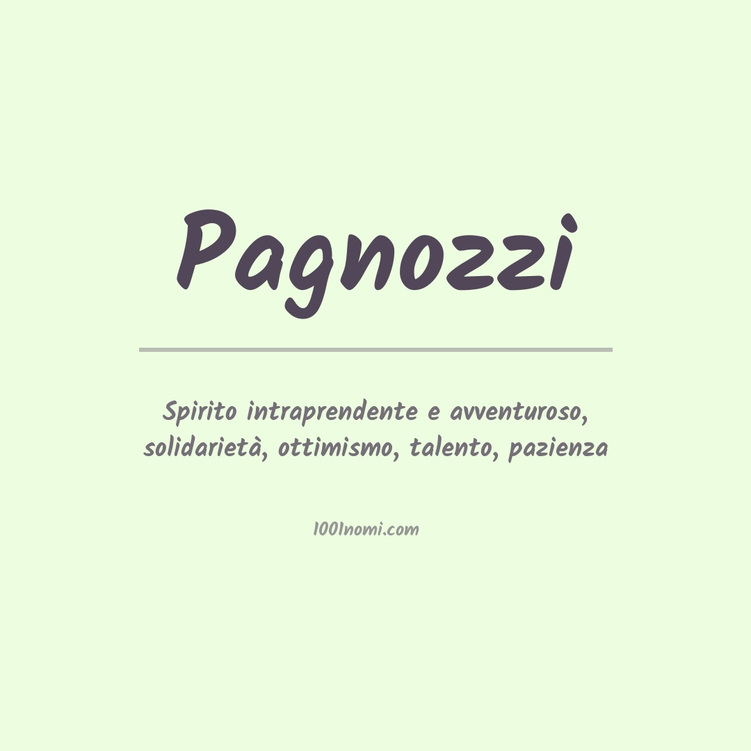 Significato del nome Pagnozzi