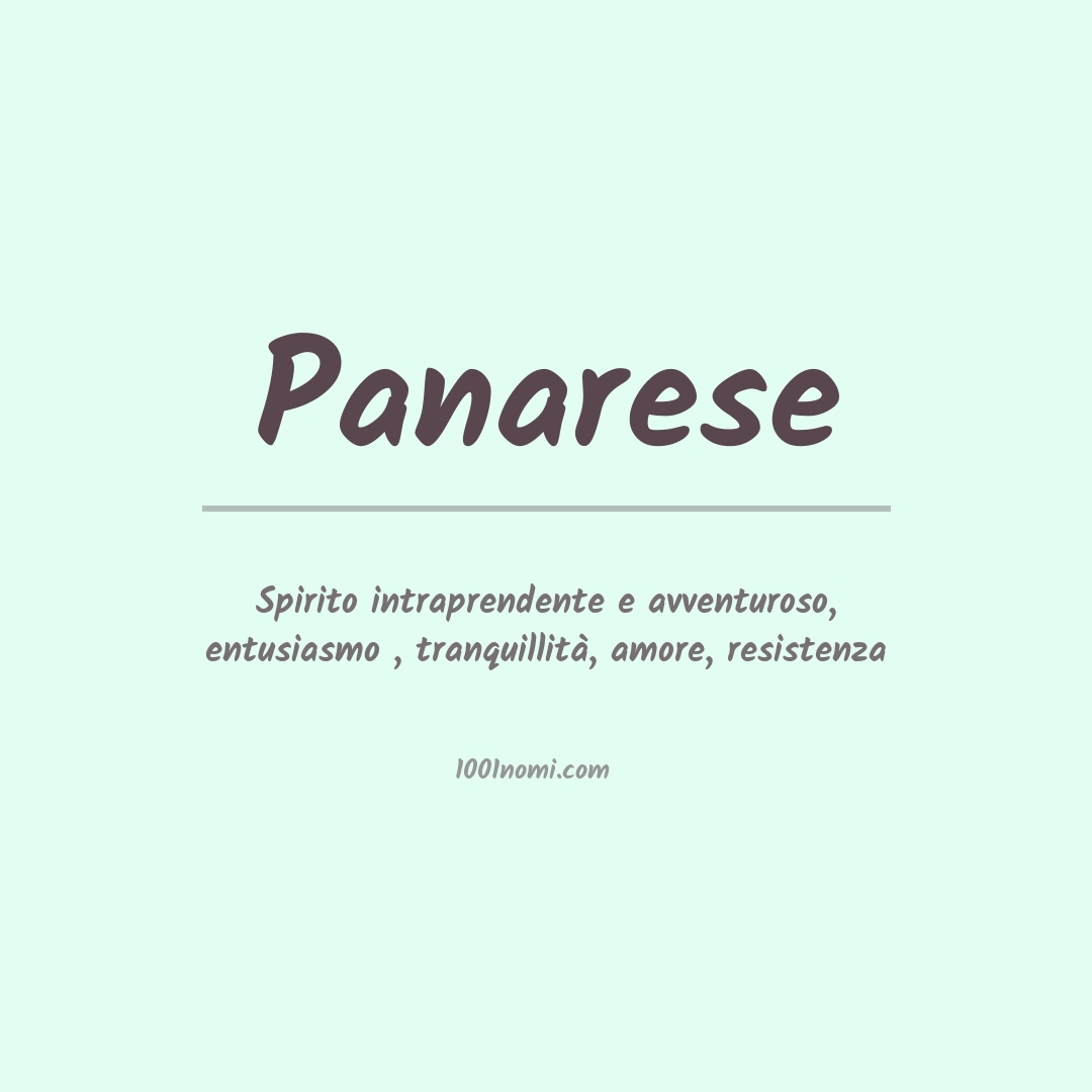 Significato del nome Panarese