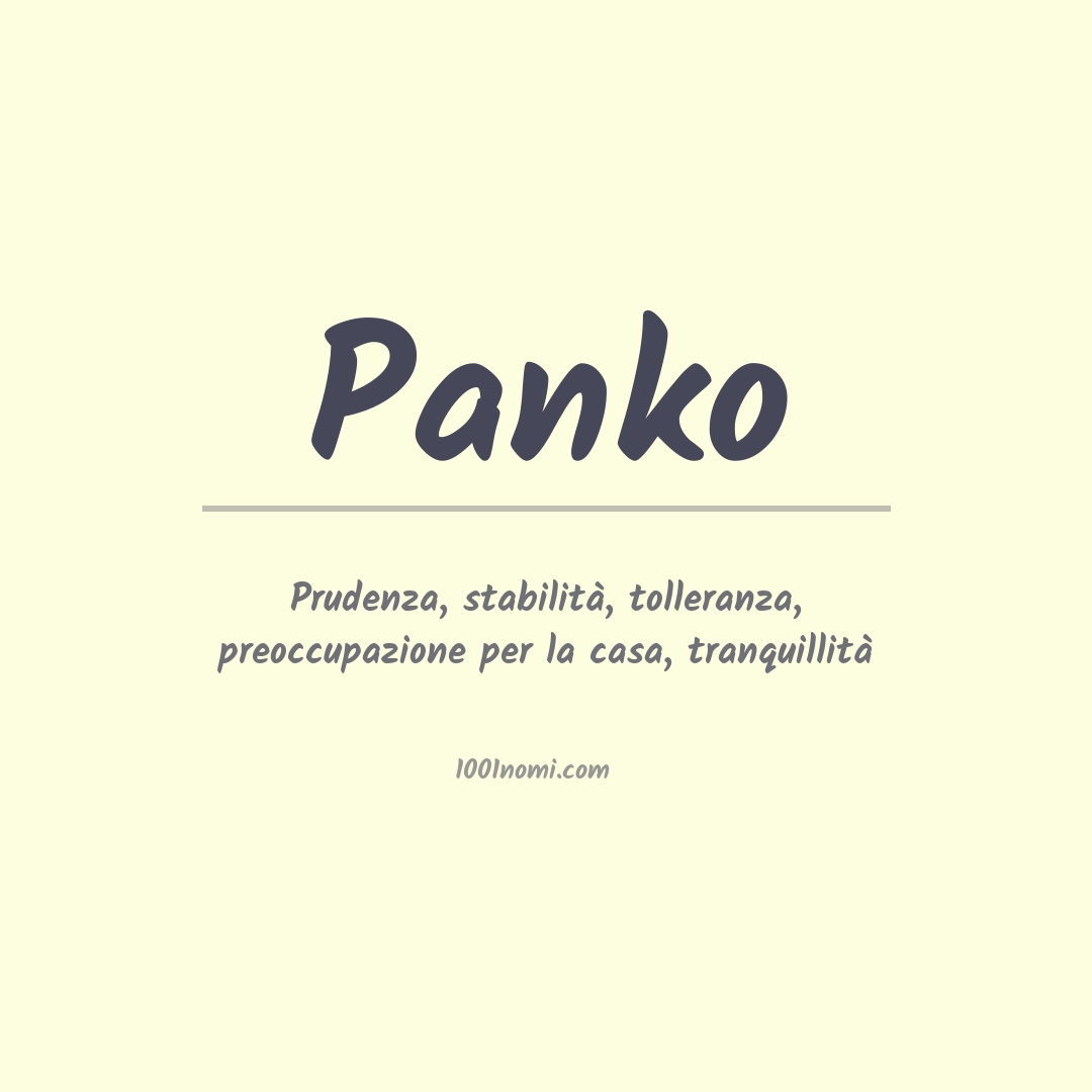 Significato del nome Panko