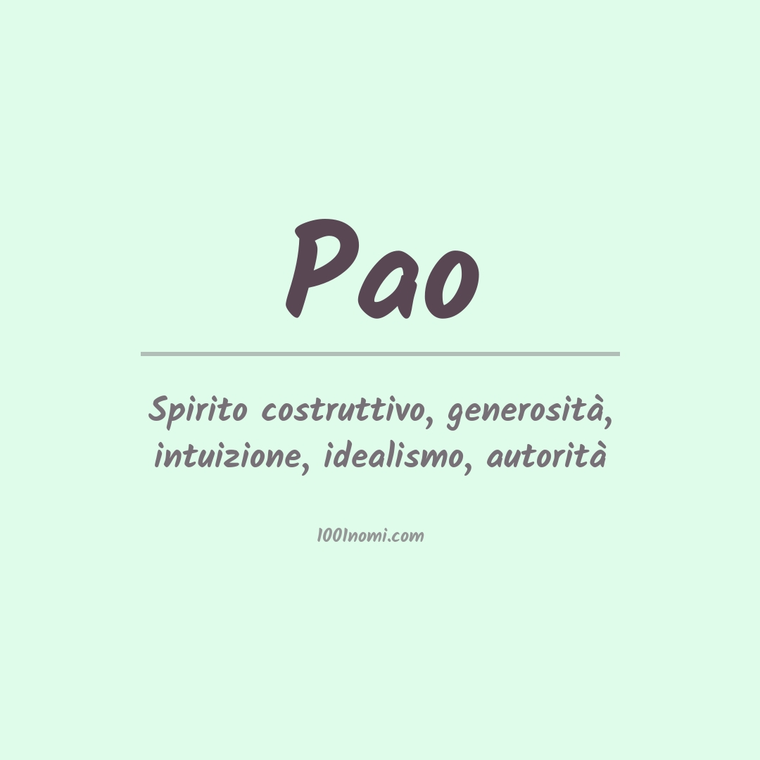 Significato del nome Pao