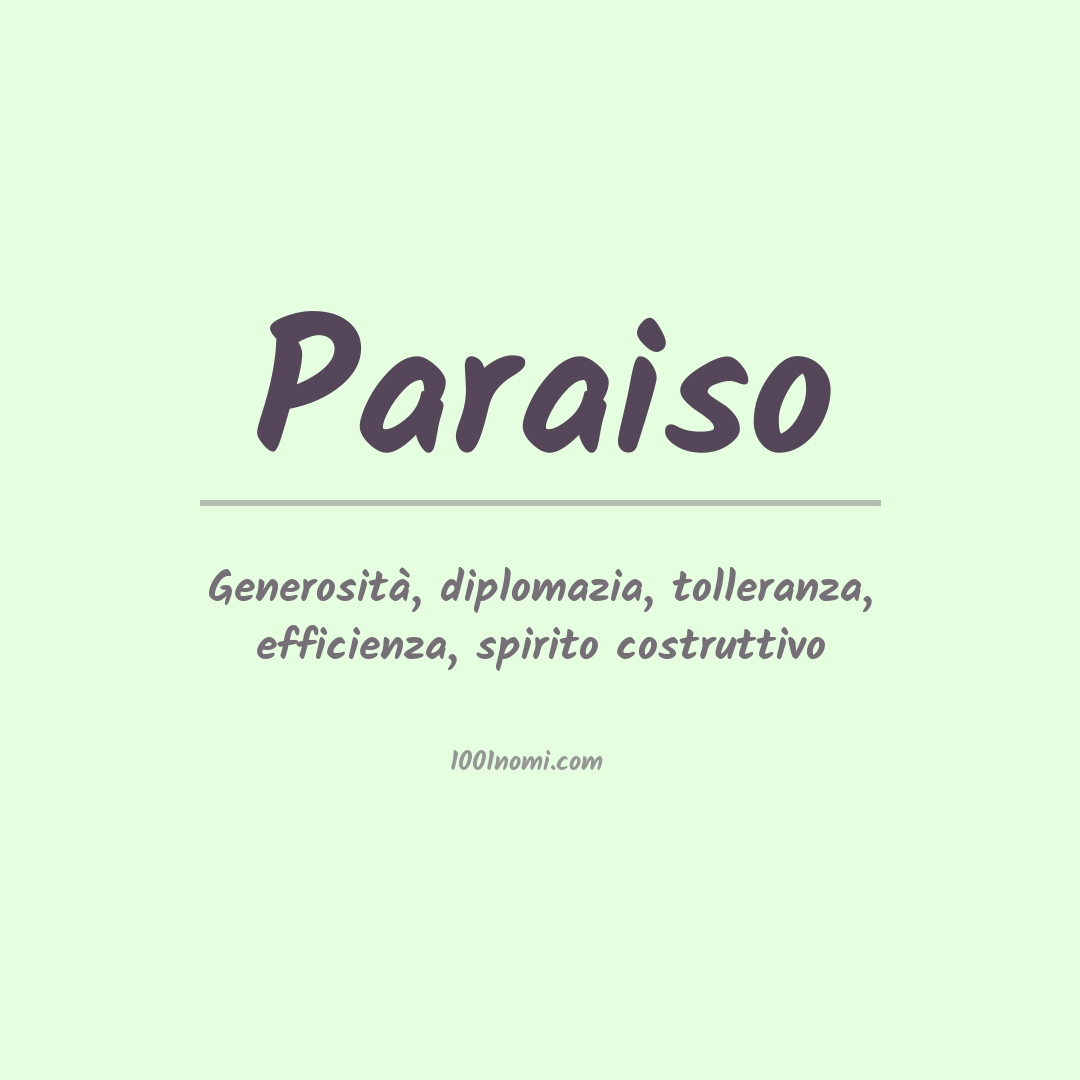Significato del nome Paraiso