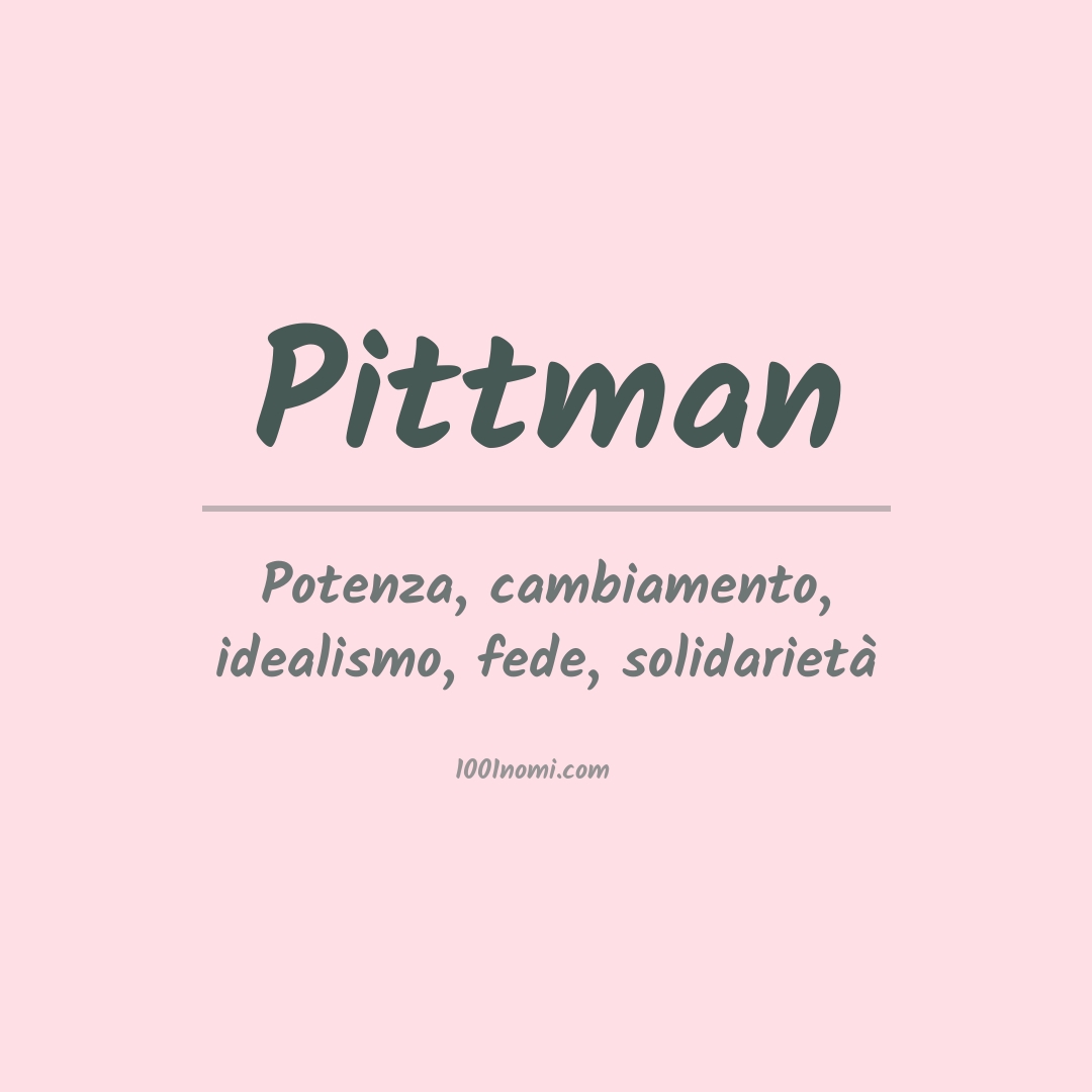 Significato del nome Pittman