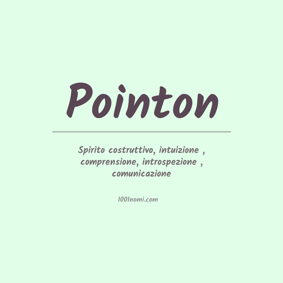 Significato del nome Pointon