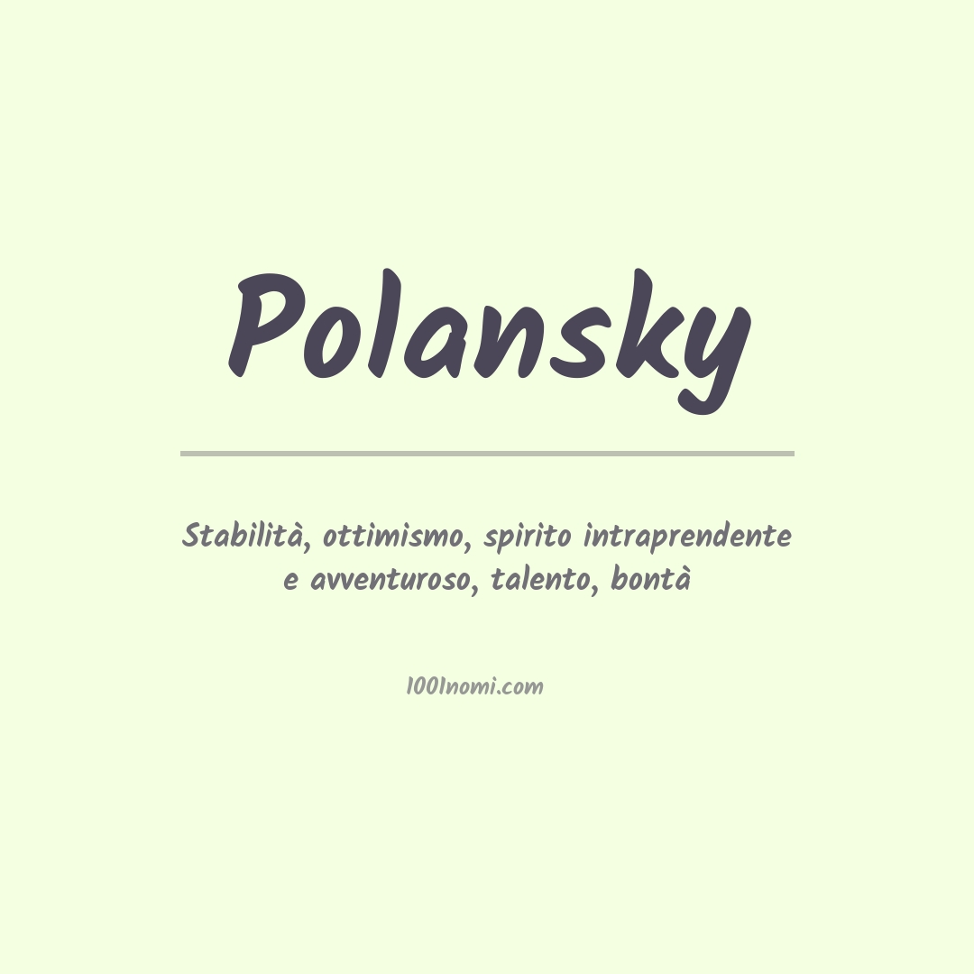 Significato del nome Polansky