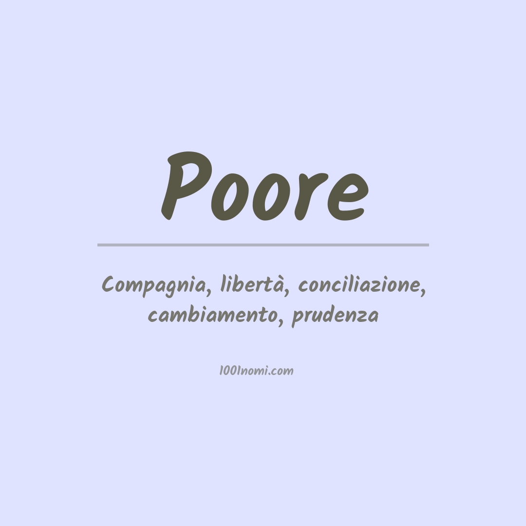 Significato del nome Poore