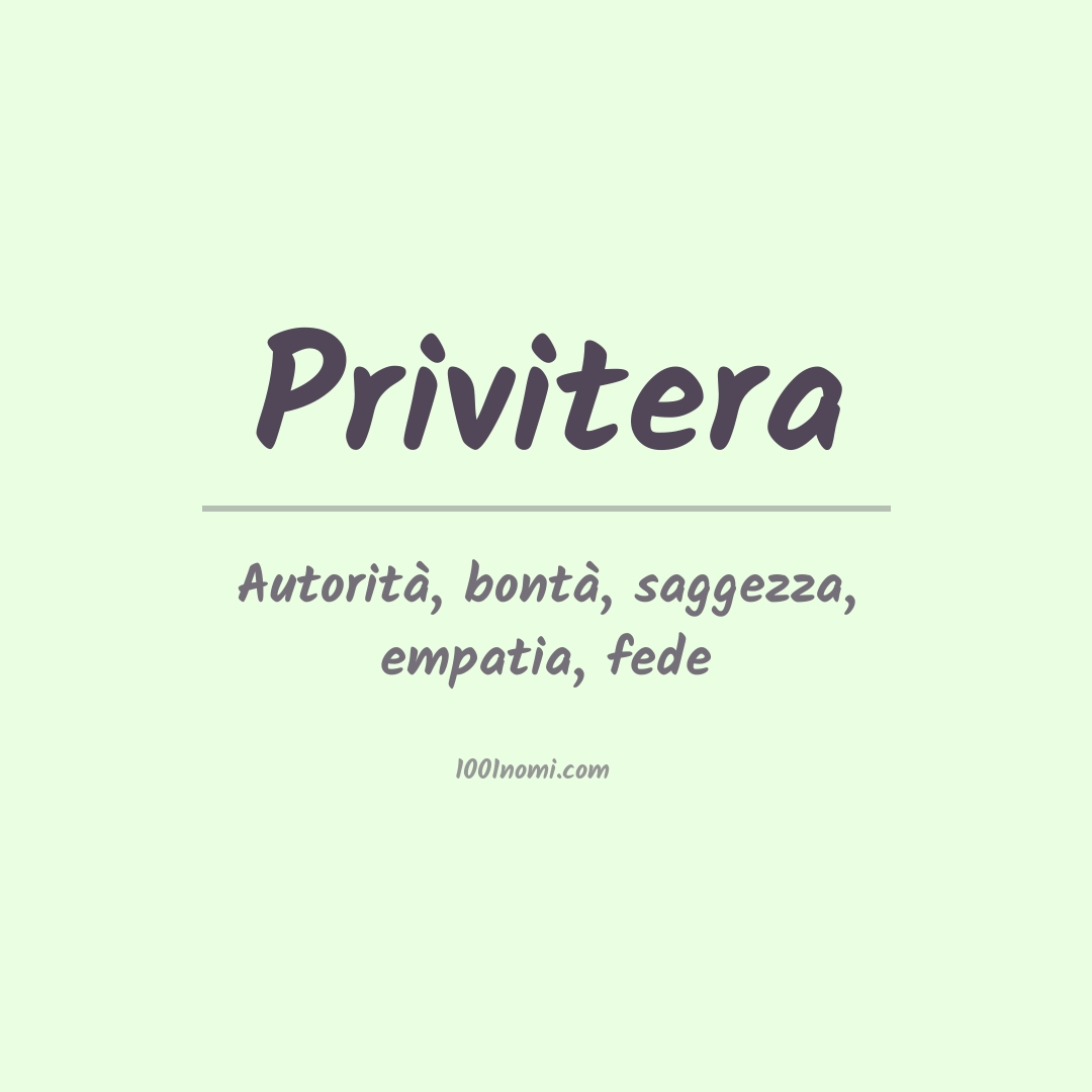 Significato del nome Privitera