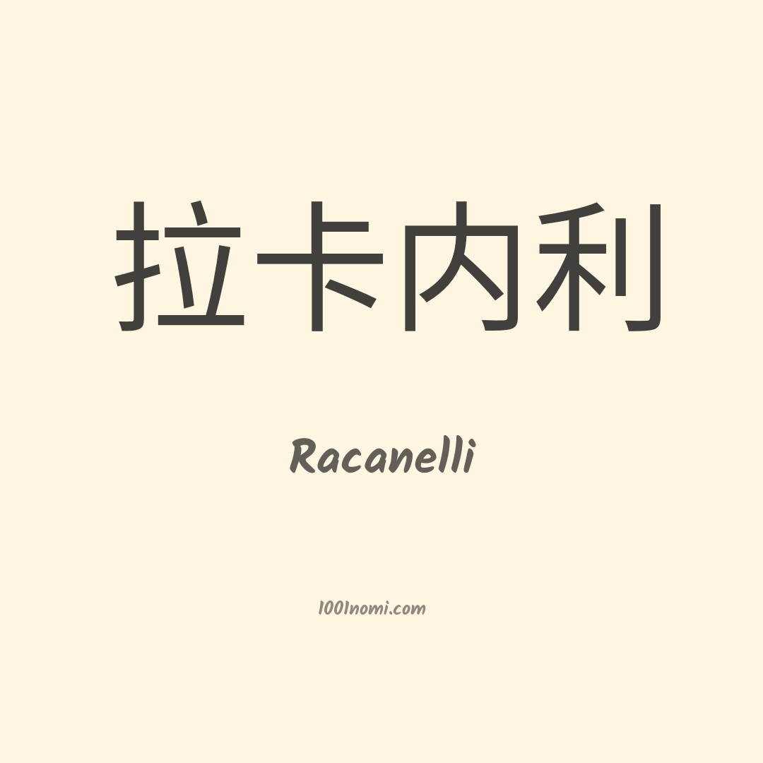 Racanelli in cinese Racanelli in cinese