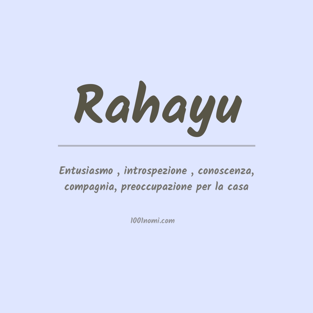 Significato del nome Rahayu