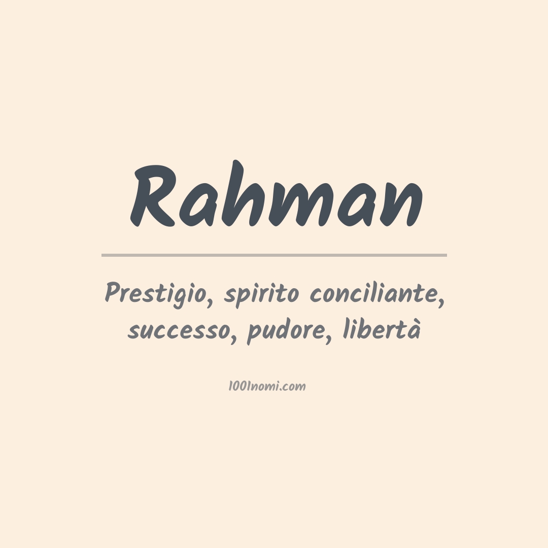 Significato del nome Rahman