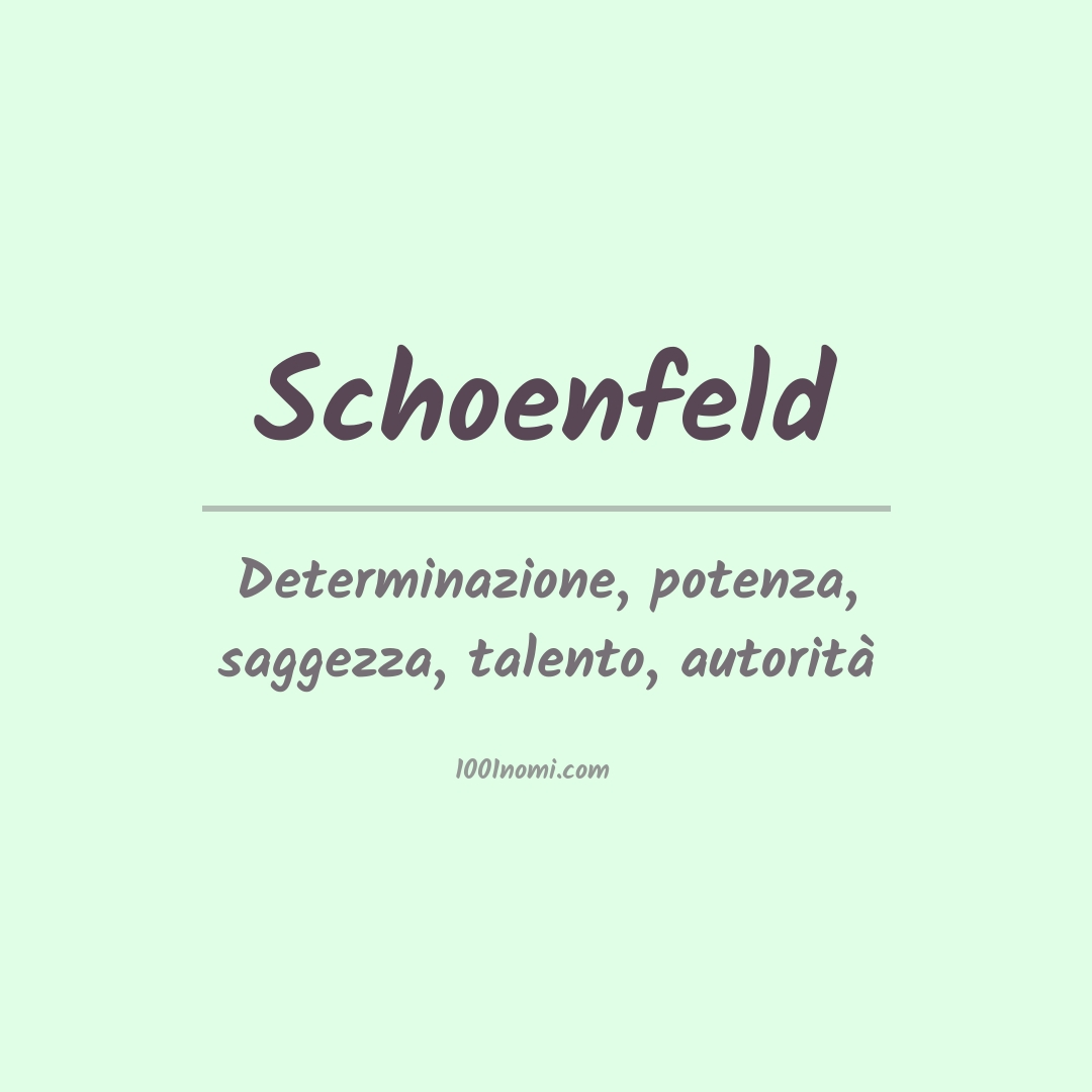 Significato del nome Schoenfeld Significato del nome Schoenfeld