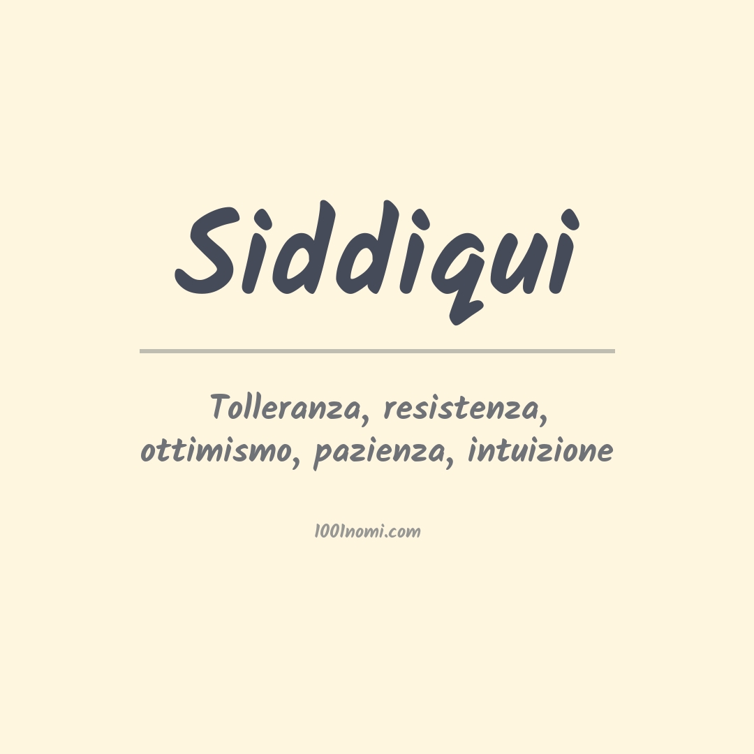 Significato del nome Siddiqui