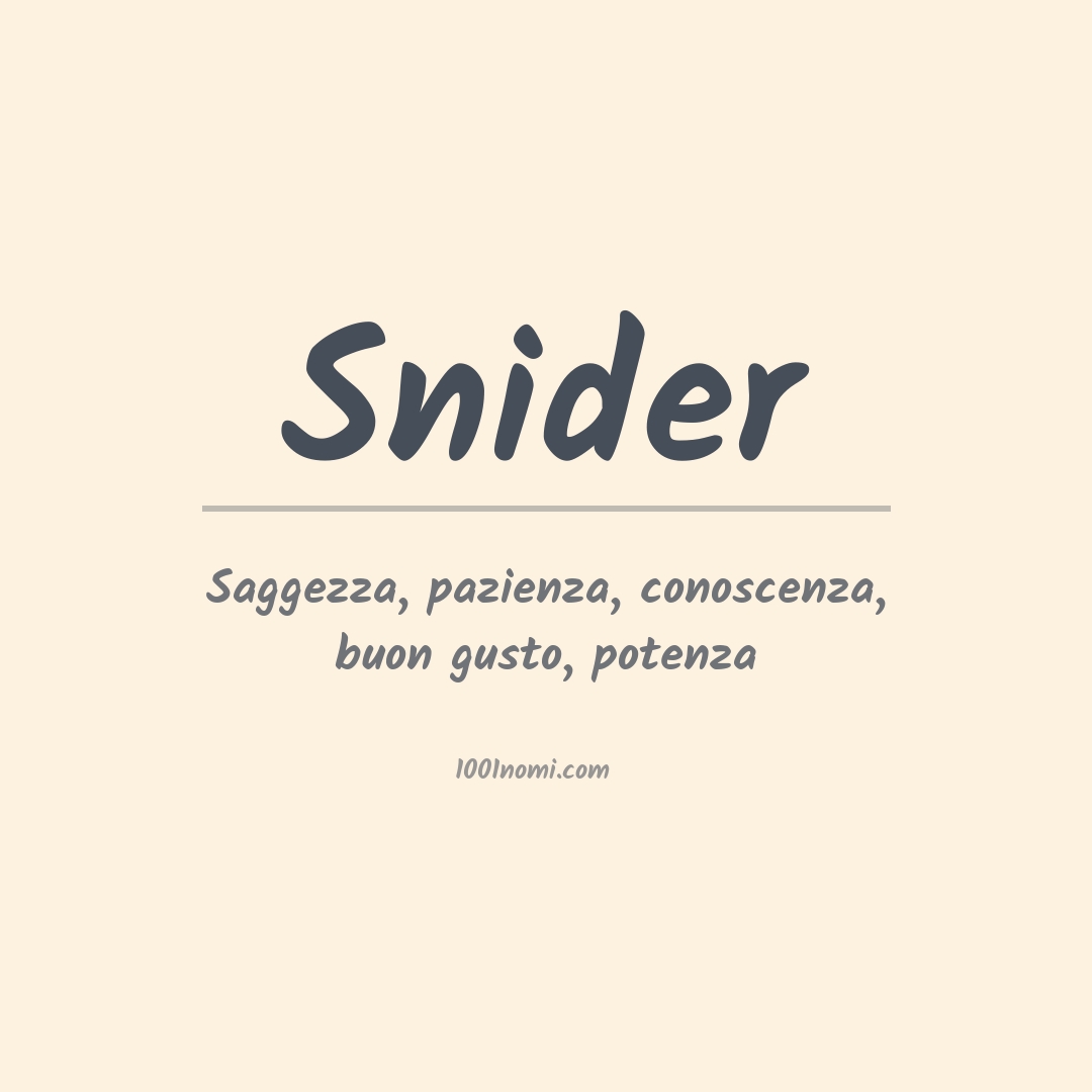 Significato del nome Snider Significato del nome Snider