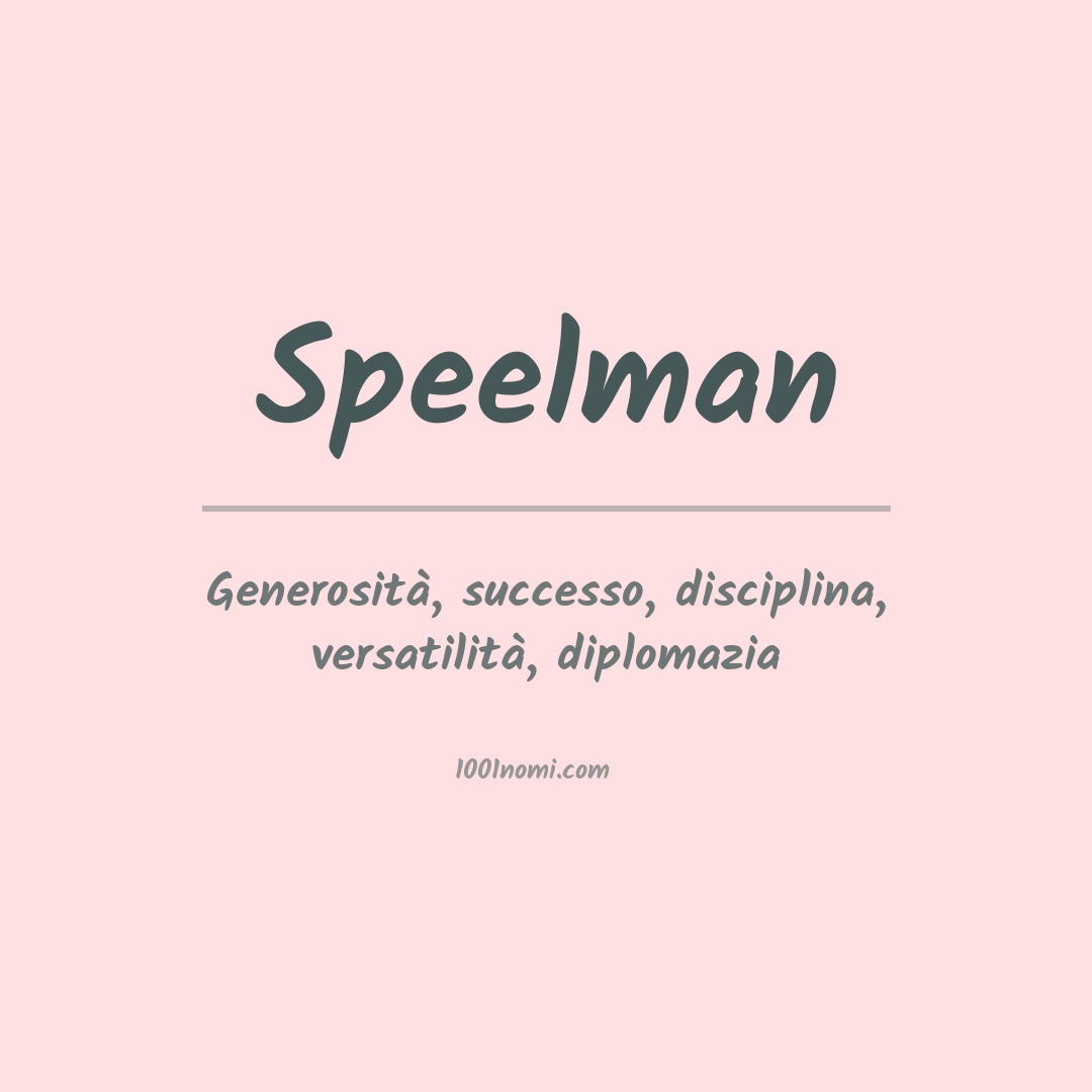 Significato del nome Speelman