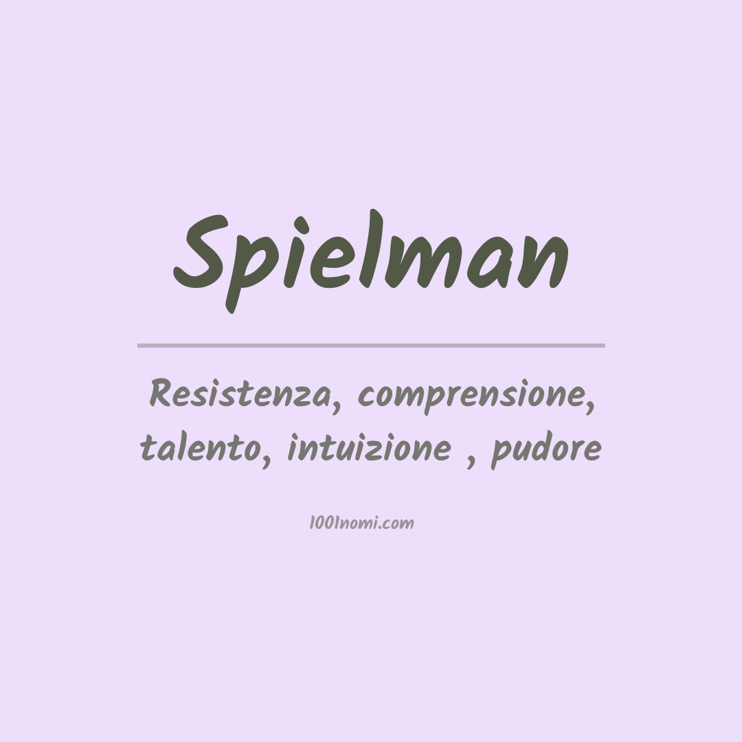 Significato del nome Spielman