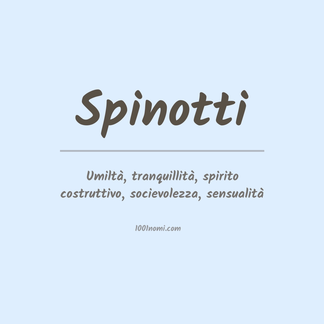 Significato del nome Spinotti Significato del nome Spinotti