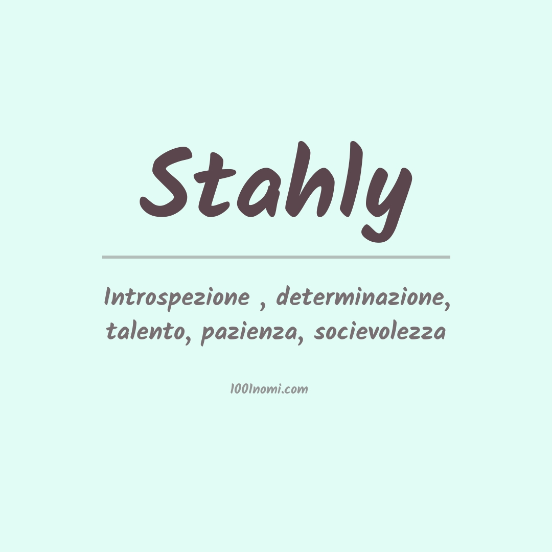 Significato del nome Stahly