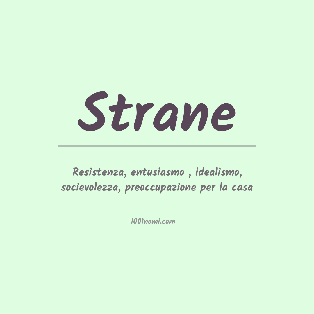 Significato del nome Strane