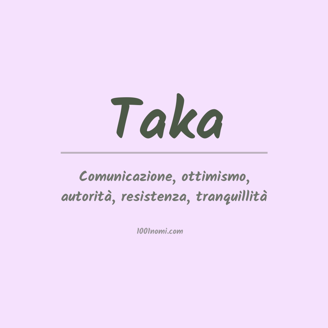 Significato del nome Taka Significato del nome Taka