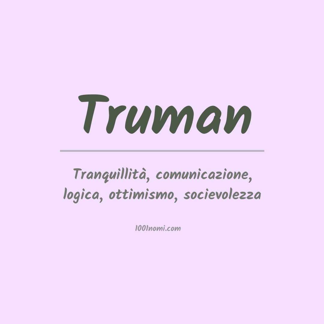 Significato del nome Truman