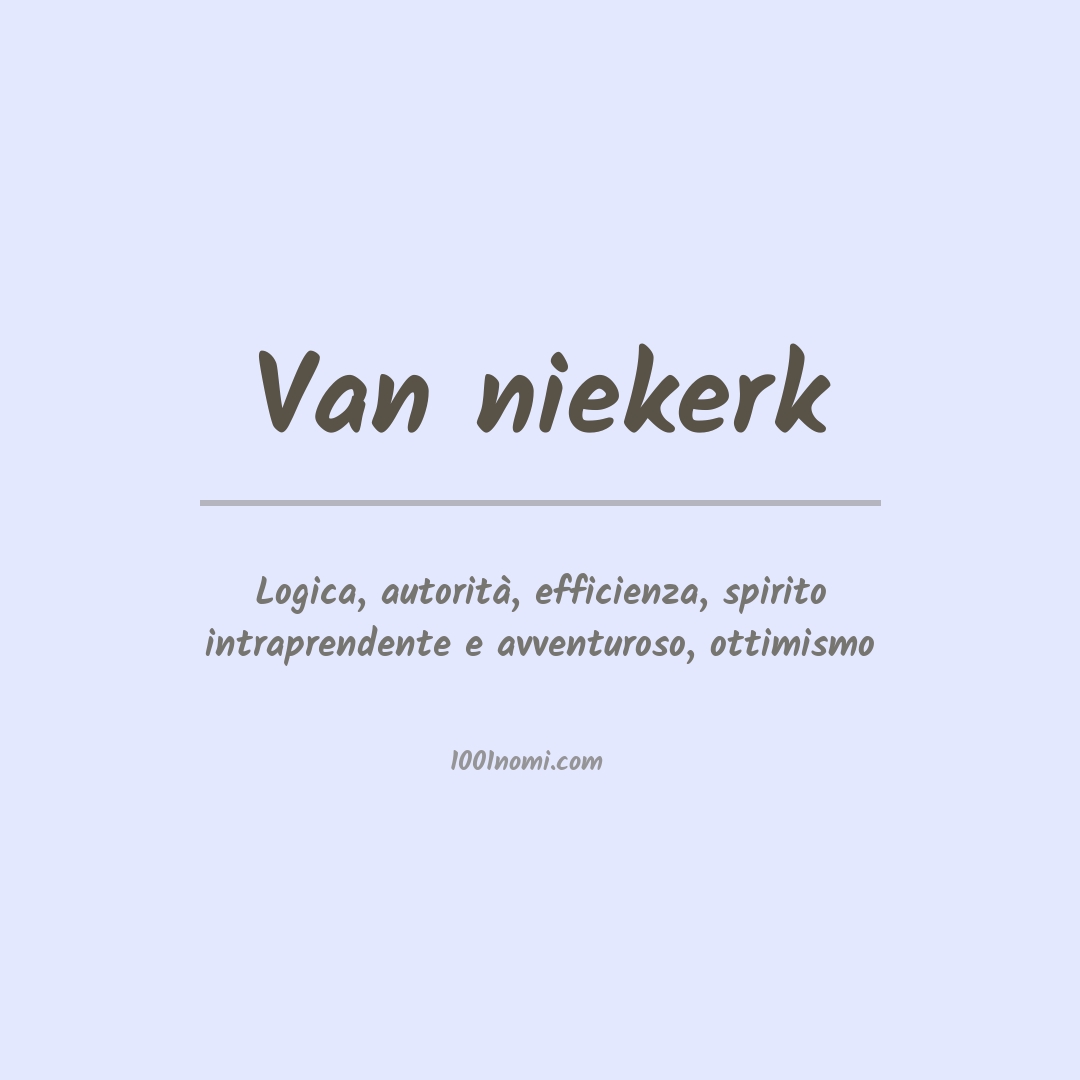 Significato del nome Van niekerk