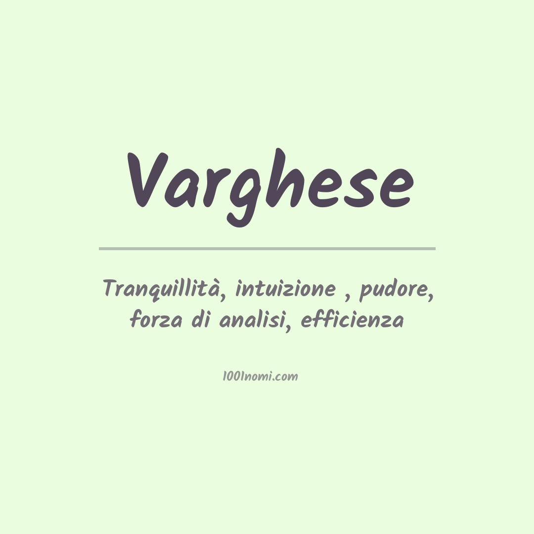 Significato del nome Varghese