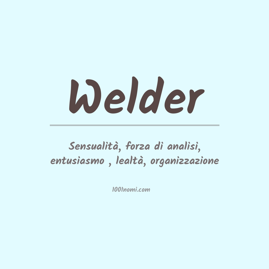 Significato del nome Welder