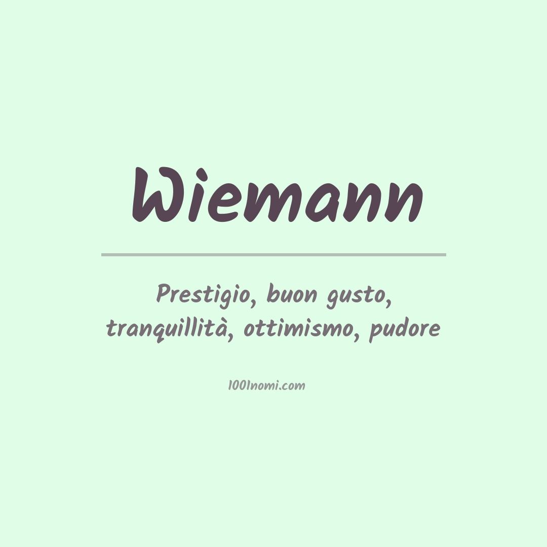 Significato del nome Wiemann