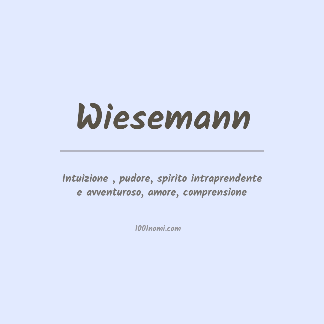 Significato del nome Wiesemann