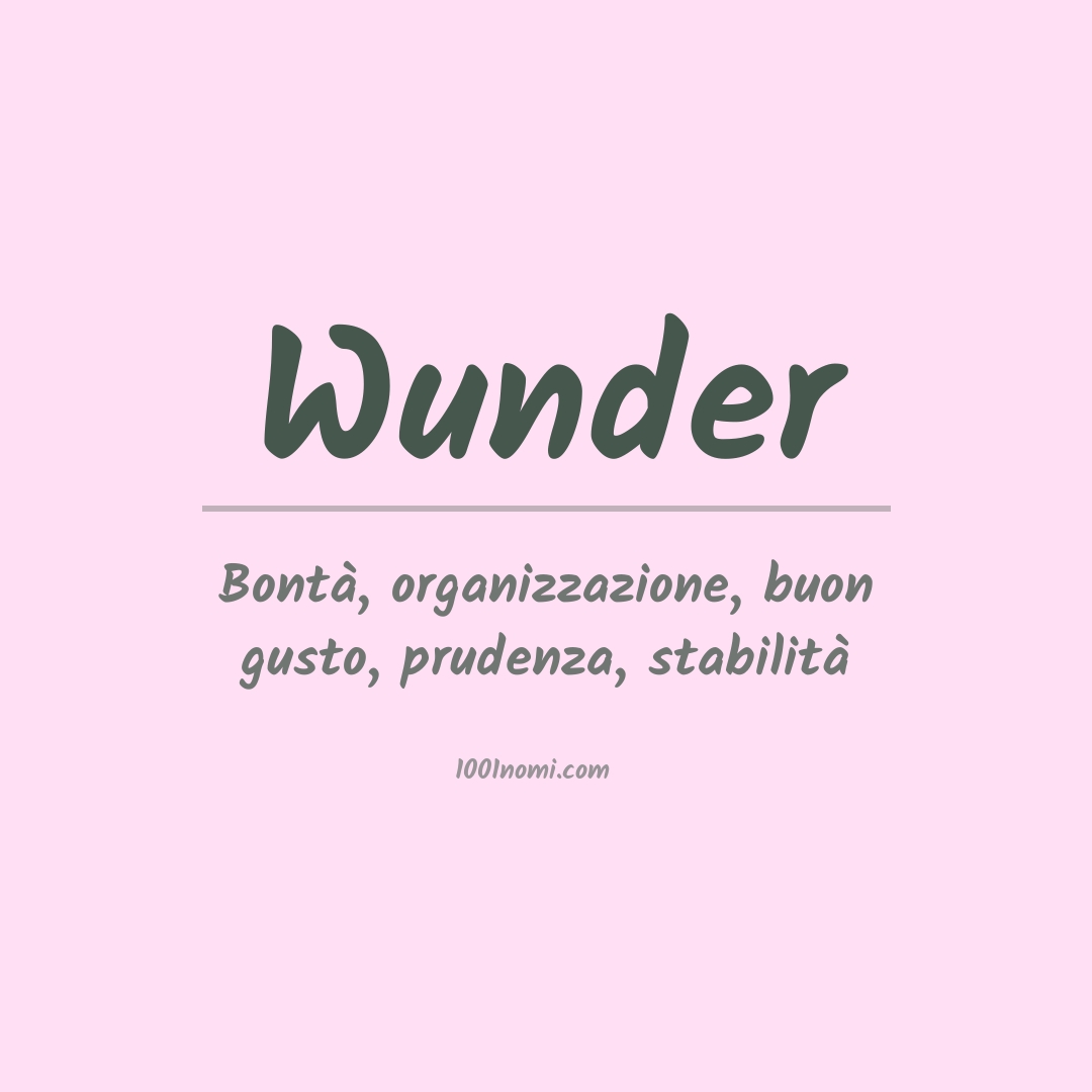 Significato del nome Wunder