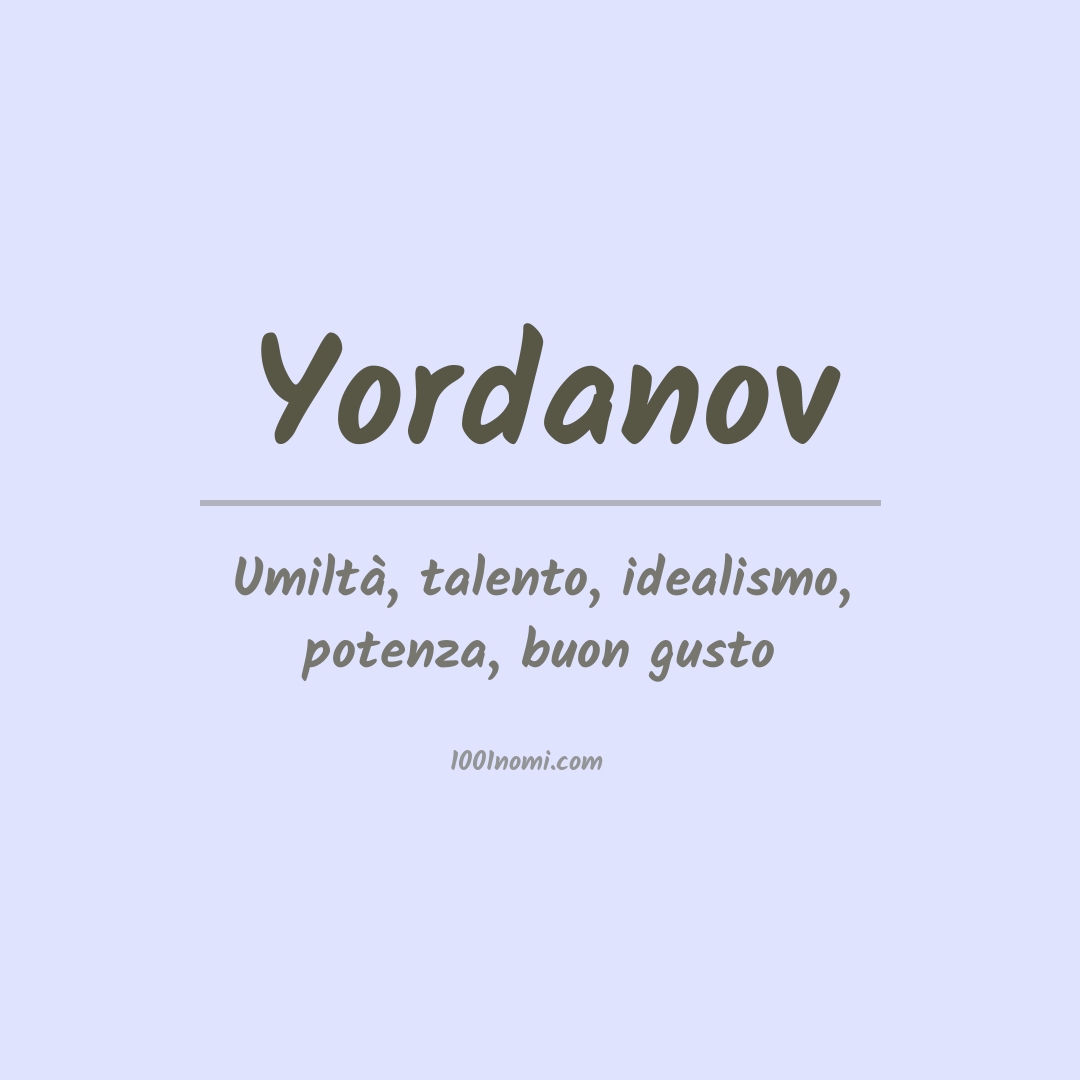 Significato del nome Yordanov