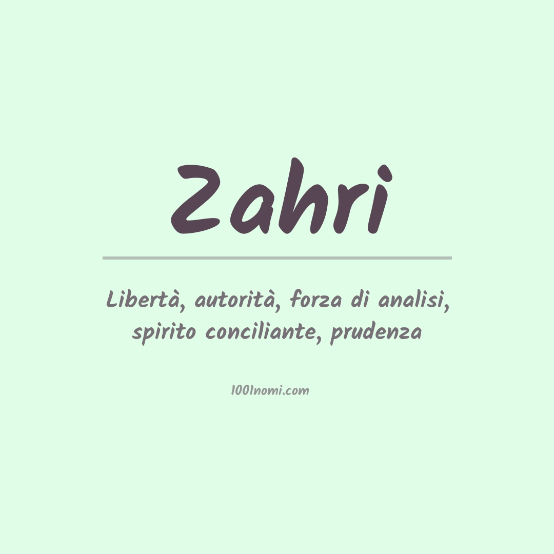 Significato del nome Zahri